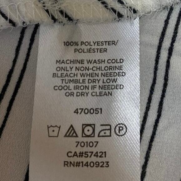 Ann Taylor LOFT White Striped Asymmetric Ruffle Long Sleeve Blouse Top Size XL - Picture 4 of 4